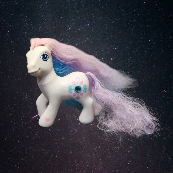 My Little Pony Crystal Princess G3 Precious Gem Long Fancy Hair 2005 White Jewel - Picture 1 of 6